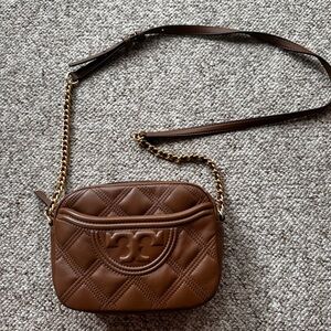 Tory Burch Fleming crossbody, soft brown leather